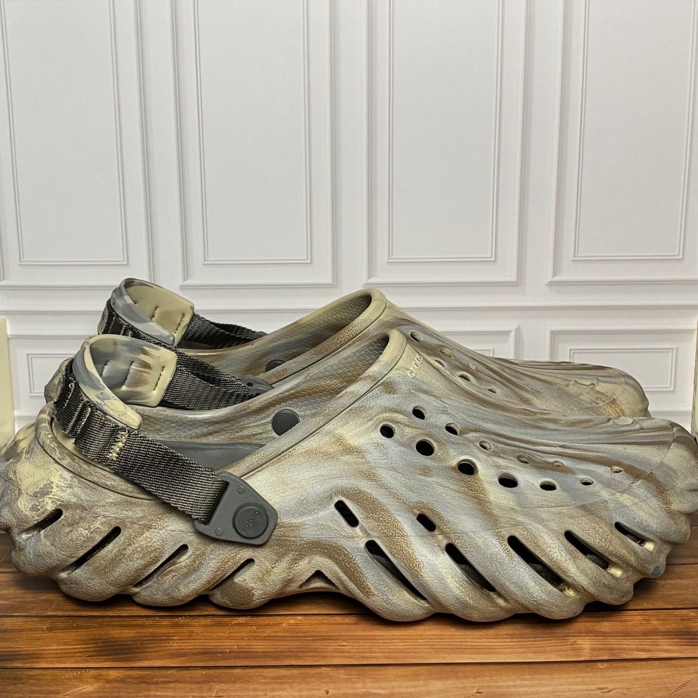 Crocs Echo Clog Tumbleweed Marble Tan Grey Men 11 208454 Sporty Slip On Shoes